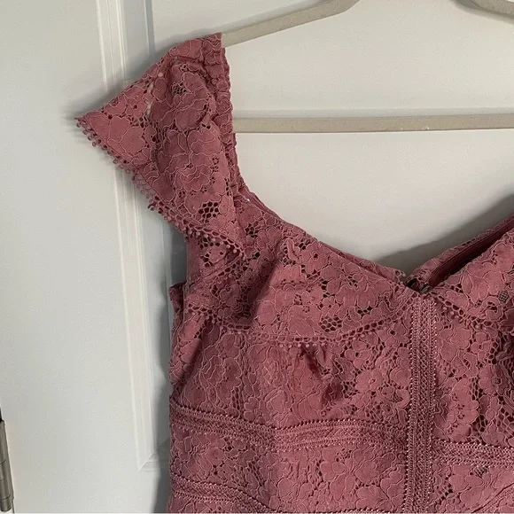 City Chic Blush Lace Off-Shoulder Dress 18 1x pink wiggle plus size - Picture 7 of 11